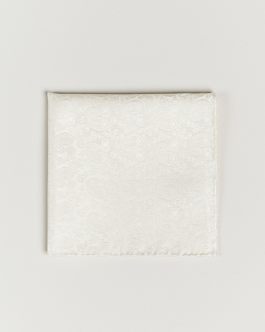Heren | Pochets | Amanda Christensen | Tonal Paisley Silk Pocket Square Cream