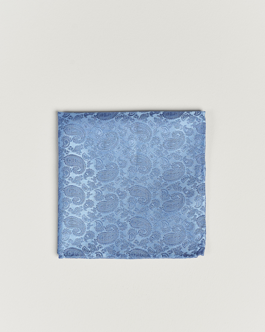 Heren | Pochets | Amanda Christensen | Tonal Paisley Silk Pocket Square Sky Blue