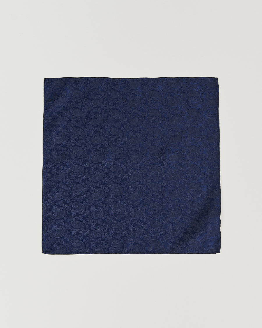 Homme | Pochettes De Costume | Amanda Christensen | Tonal Paisley Silk Pocket Square Navy