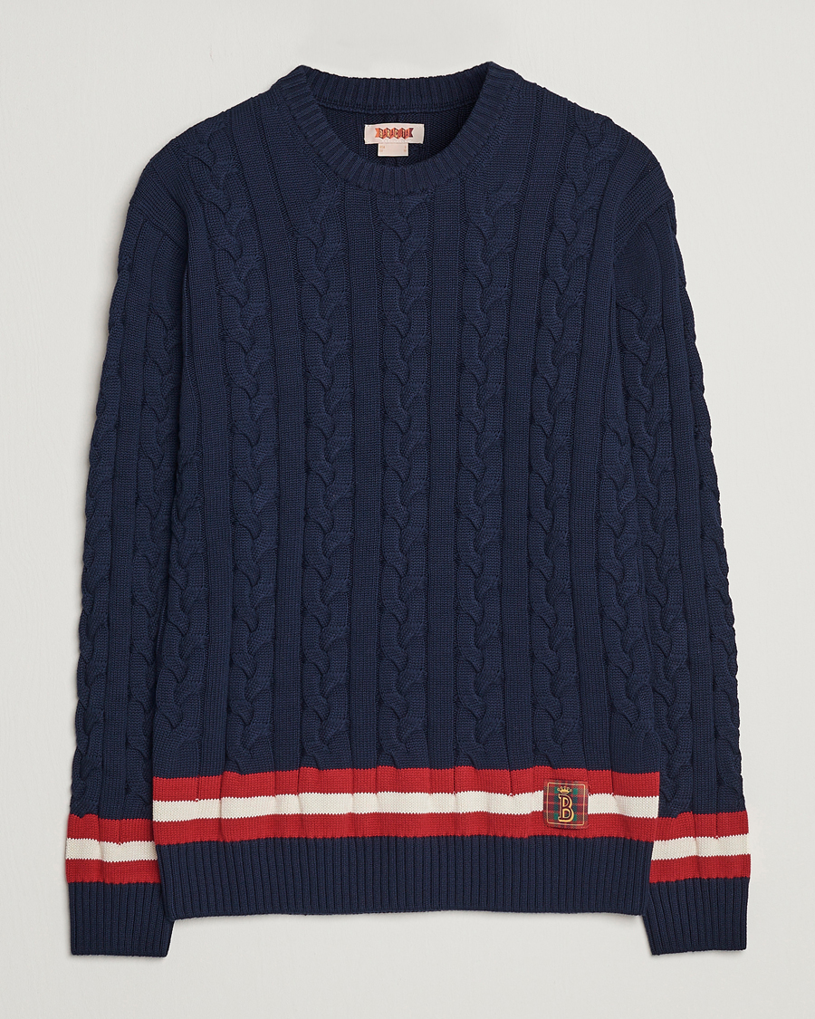 Homme | Pulls Et Tricots | Baracuta | Cotton Cable Crew Neck Navy