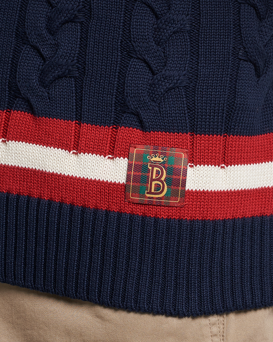 Homme | Pulls Et Tricots | Baracuta | Cotton Cable Crew Neck Navy