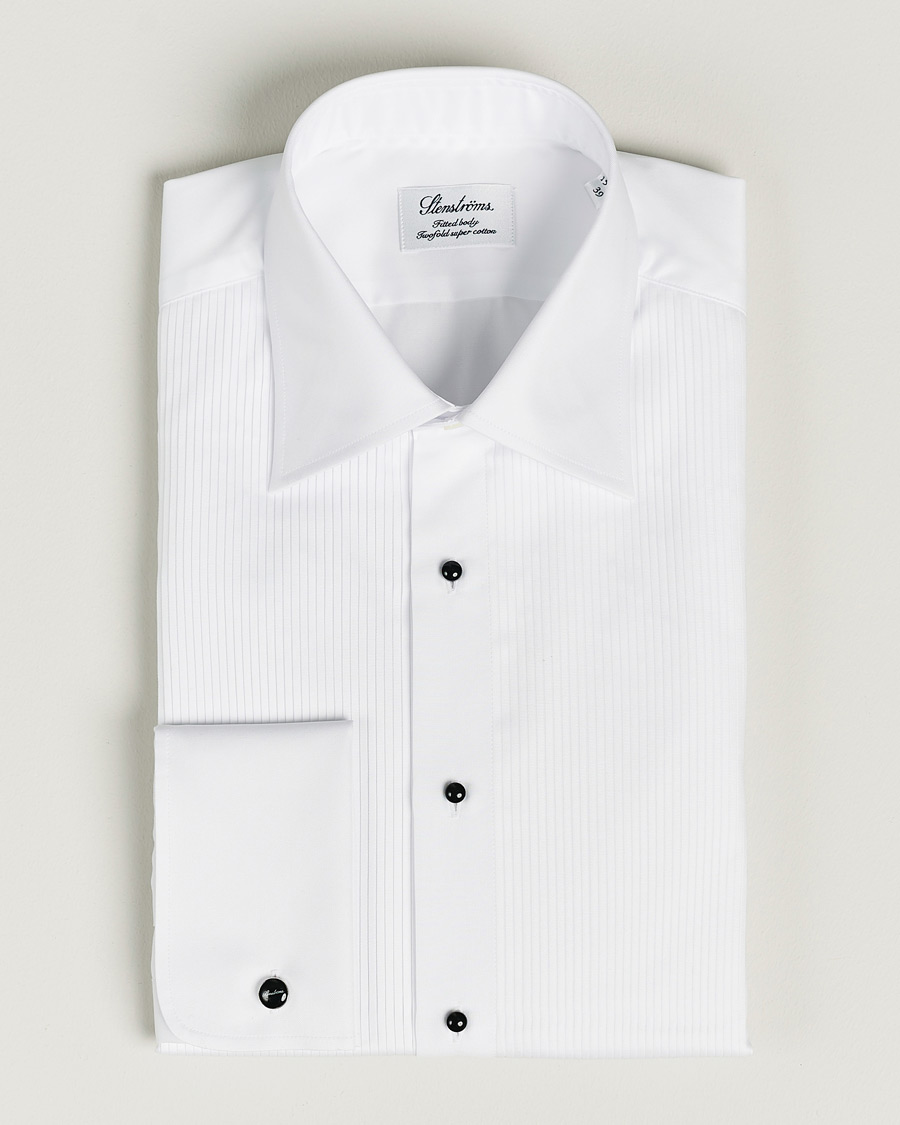 Heren | Overhemden | Stenströms | Fitted Body Open Smoking Shirt White