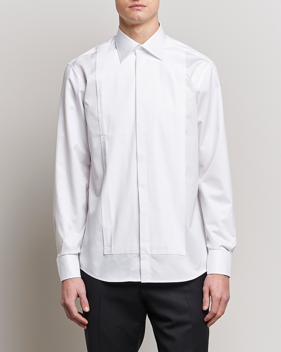 Heren | Overhemden | Stenströms | Fitted Body Smoking Shirt White