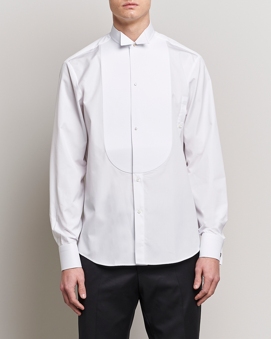Homme | Chemises | Stenströms | Fitted Body Stand Up Collar Evening Shirt White