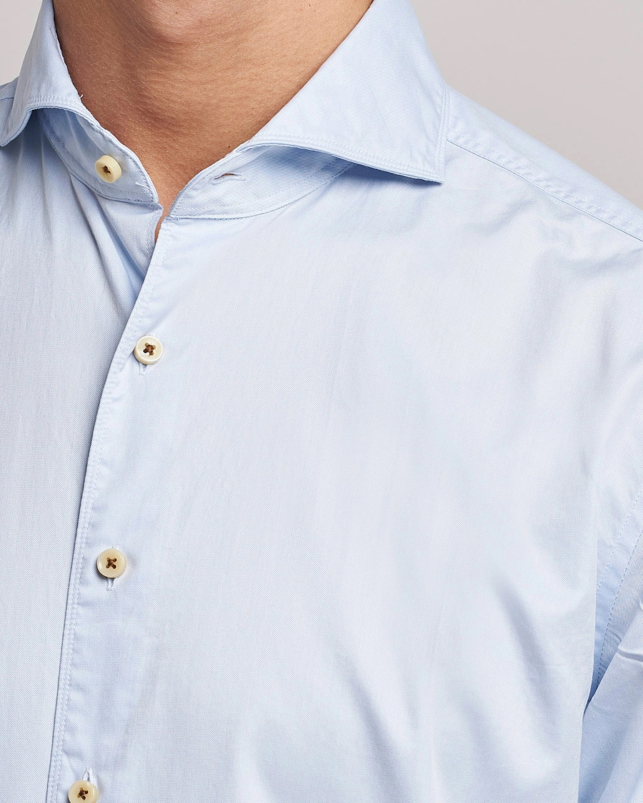 Heren | Overhemden | Stenströms | Fitted Body X-Long Sleeve Washed Shirt Light Blue