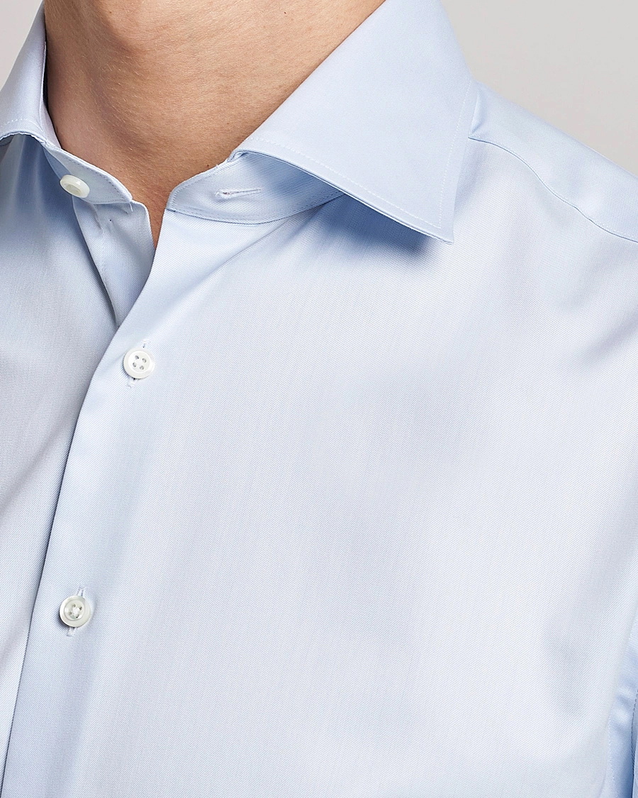 Heren | Overhemden | Stenströms | Fitted Body X-Long Sleeve Double Cuff Shirt Light Blue