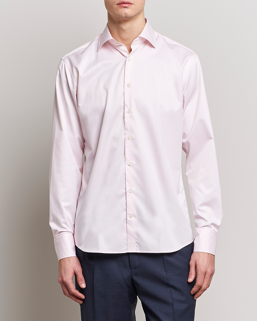 Heren | Overhemden | Stenströms | Fitted Body Cut Away Shirt Pink