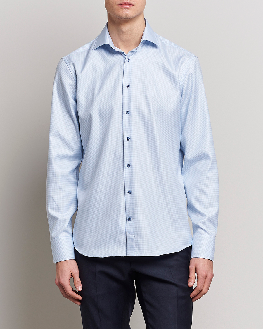Heren | Overhemden | Stenströms | Fitted Body Contrast Shirt Light Blue