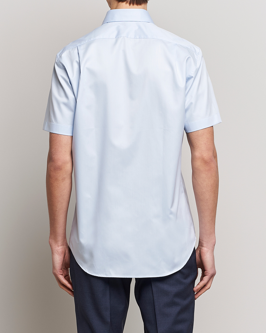 Homme | Chemises | Stenströms | Fitted Body Short Sleeve Twill Shirt Light Blue