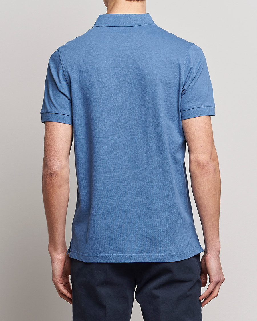 Homme | Polos | Sunspel | Short Sleeve Pique Polo Blue Stone