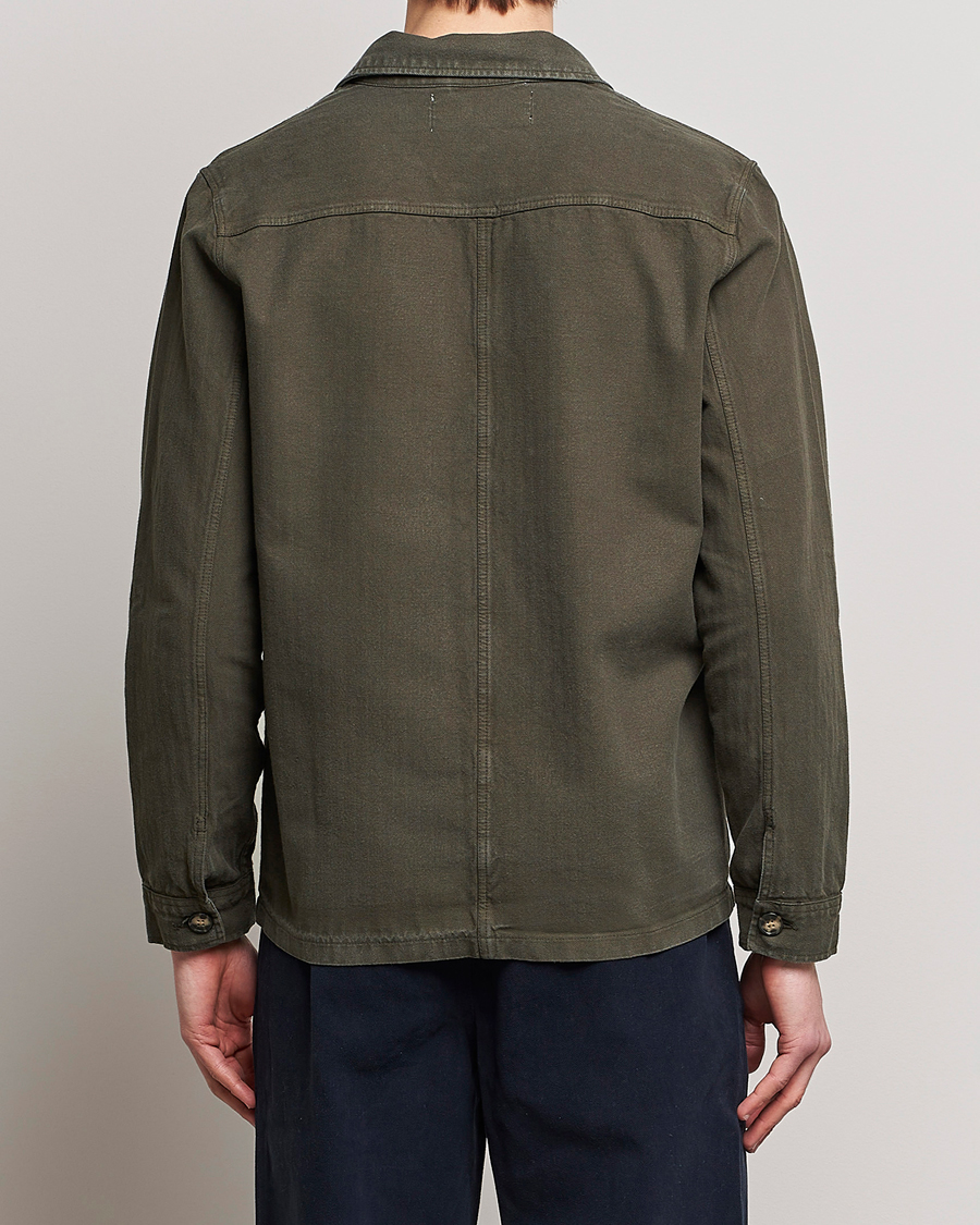 Homme | Chemises | A Day's March | Original Herringbone Overshirt Regular Fit Olive
