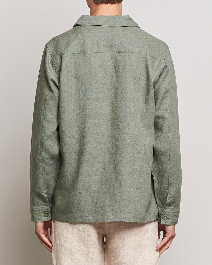 Homme | Chemises | A Day's March | Original Linen Overshirt Dusty Green