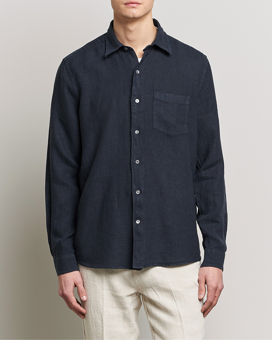 Homme | Chemises | A Day's March | Abu Linen Shirt Dark Navy