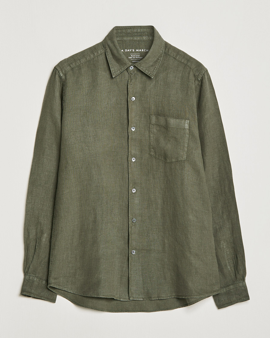 Homme | Chemises | A Day's March | Abu Linen Shirt Seaweed