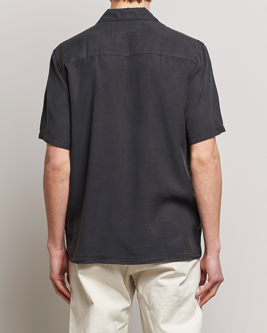 Homme | Chemises | A Day's March | Yamu Short Sleeve Tencel Shirt Off Black