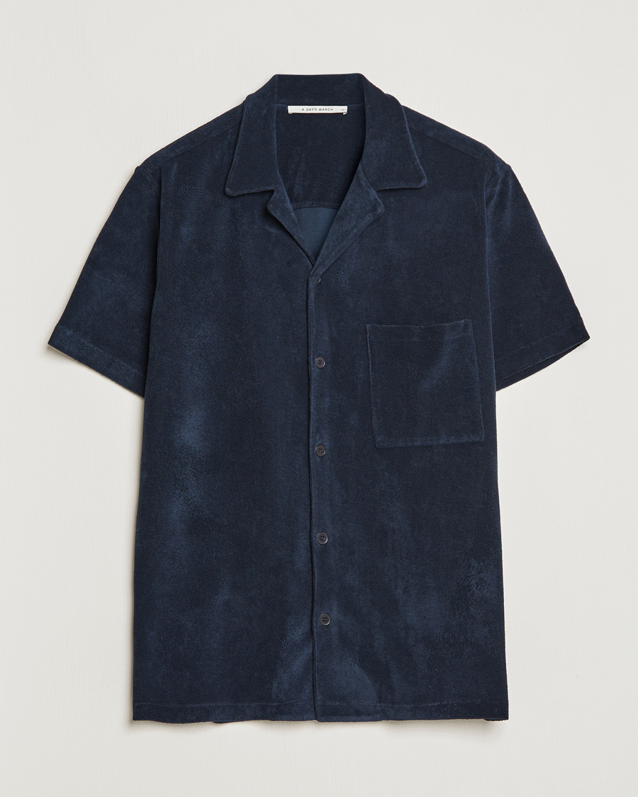 Homme | Chemises | A Day's March | Yamu Short Sleeve Terry Shirt Navy