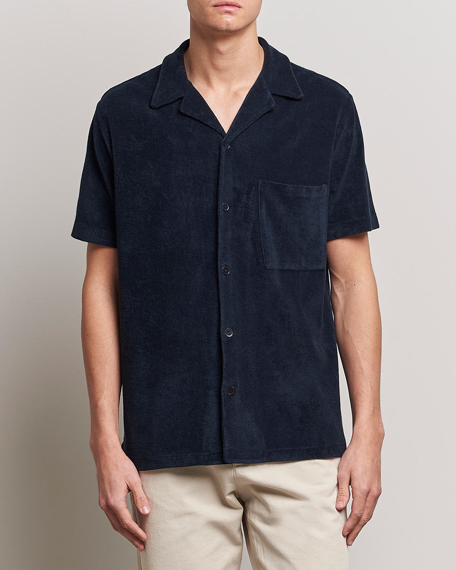 Homme | Chemises | A Day's March | Yamu Short Sleeve Terry Shirt Navy