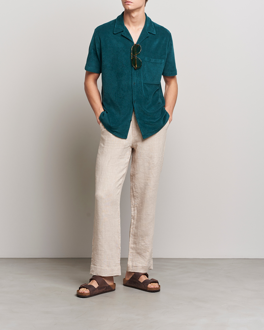 Homme | Chemises | A Day's March | Yamu Short Sleeve Terry Shirt Teal