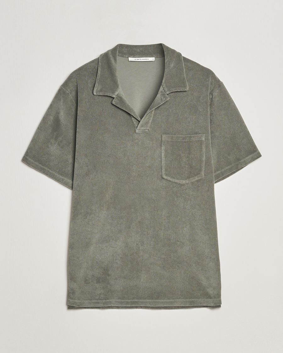 Homme | Polos | A Day's March | Terry Polo Dusty Green
