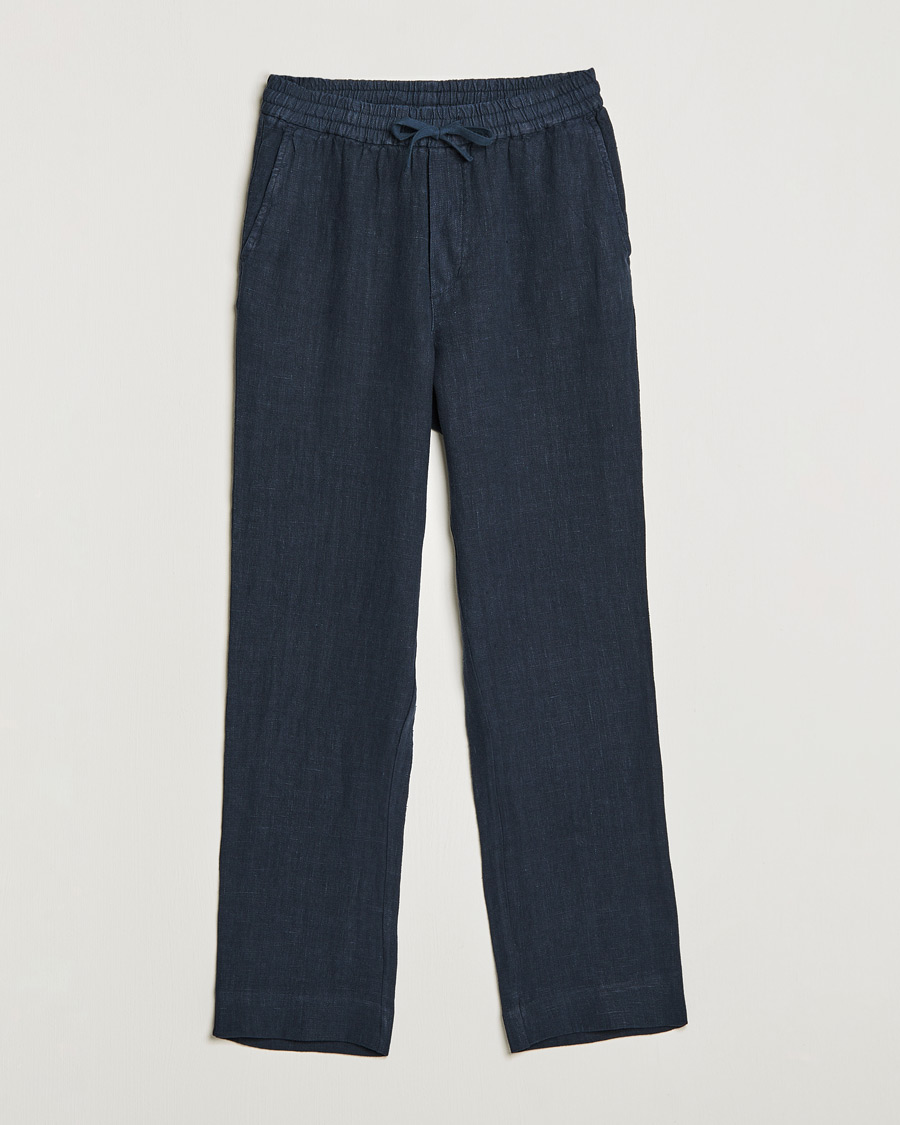 Homme | Pantalons | A Day's March | Tamait Drawstring Linen Trousers Navy