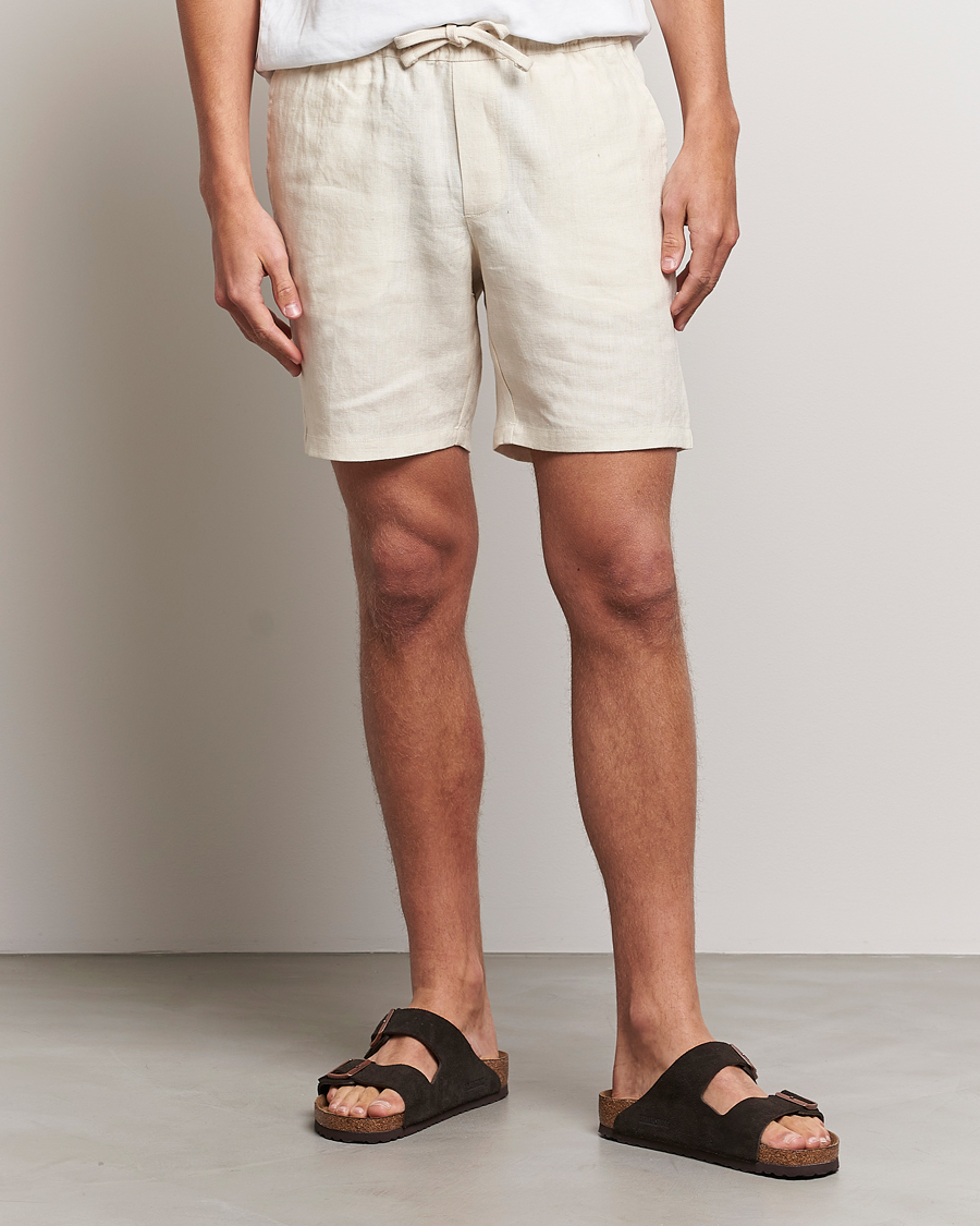 Homme | Shorts | A Day's March | Ipu Drawstring Linen Shorts Oyster