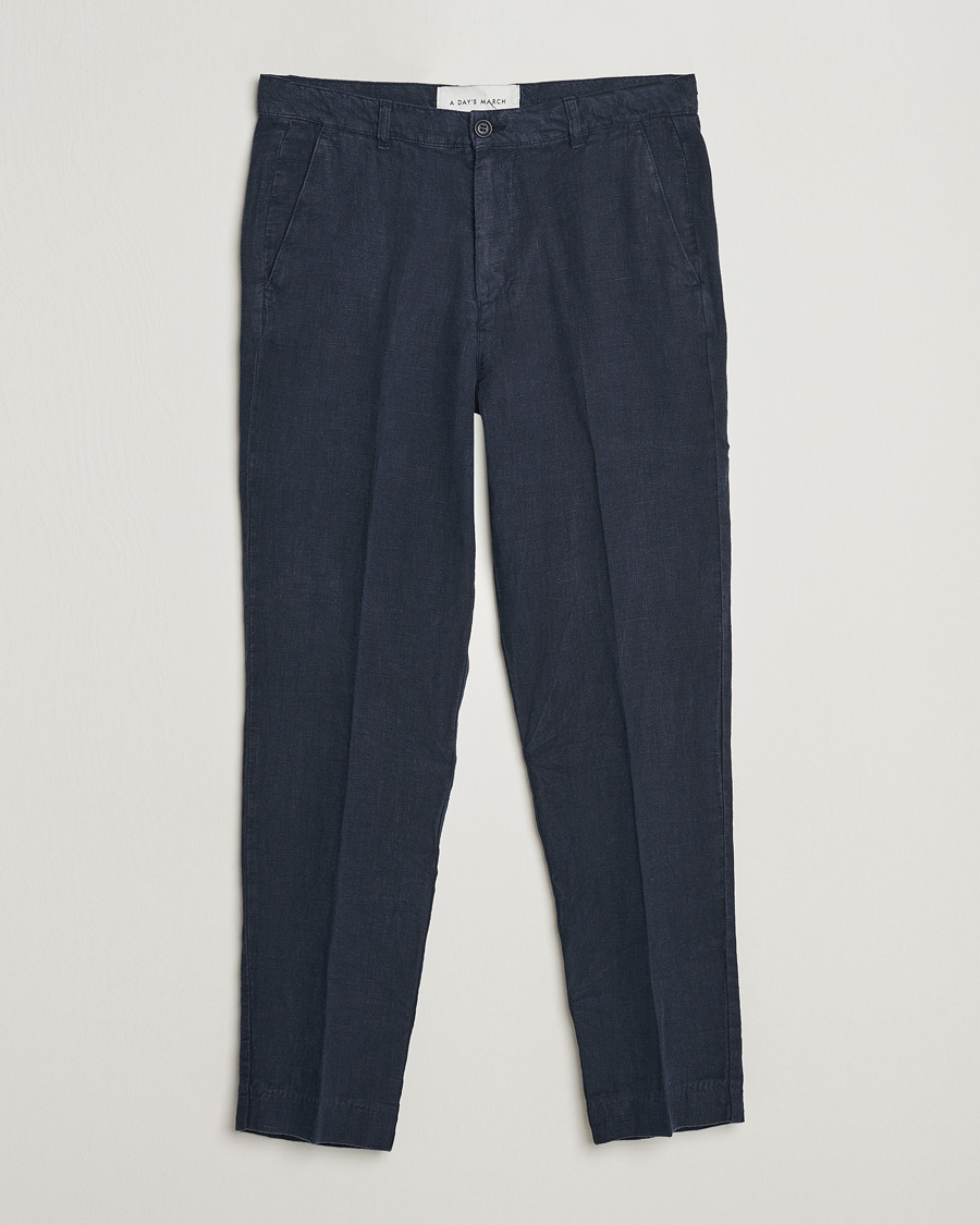 Homme | Pantalons | A Day's March | Madu Linen Trouser Navy