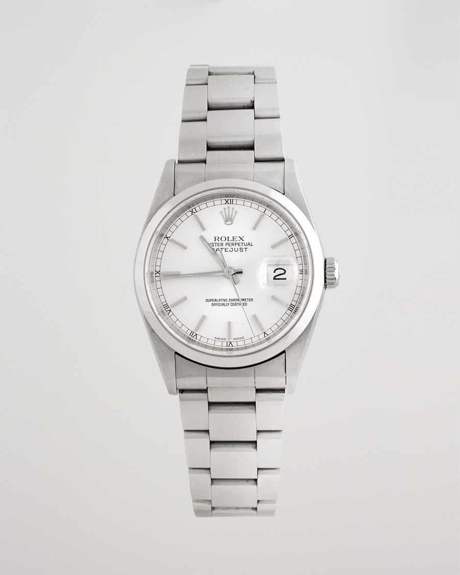 Heren | Rolex Pre-Owned Datejust 16200 Oyster Perpetual Steel Silver | Rolex Pre-Owned | Datejust 16200 Oyster Perpetual Steel Silver