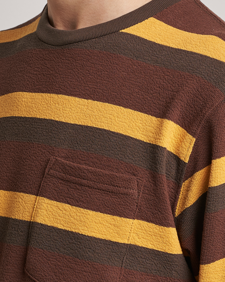 Homme | T-shirts | BEAMS PLUS | Long Sleeve Striped Pocket Tee Brown
