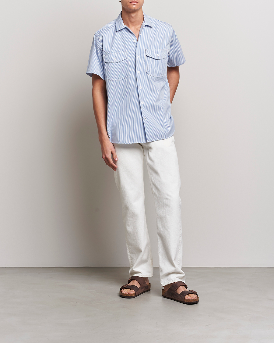 Heren | Overhemden | BEAMS PLUS | Short Sleeve Work Shirt Light Blue