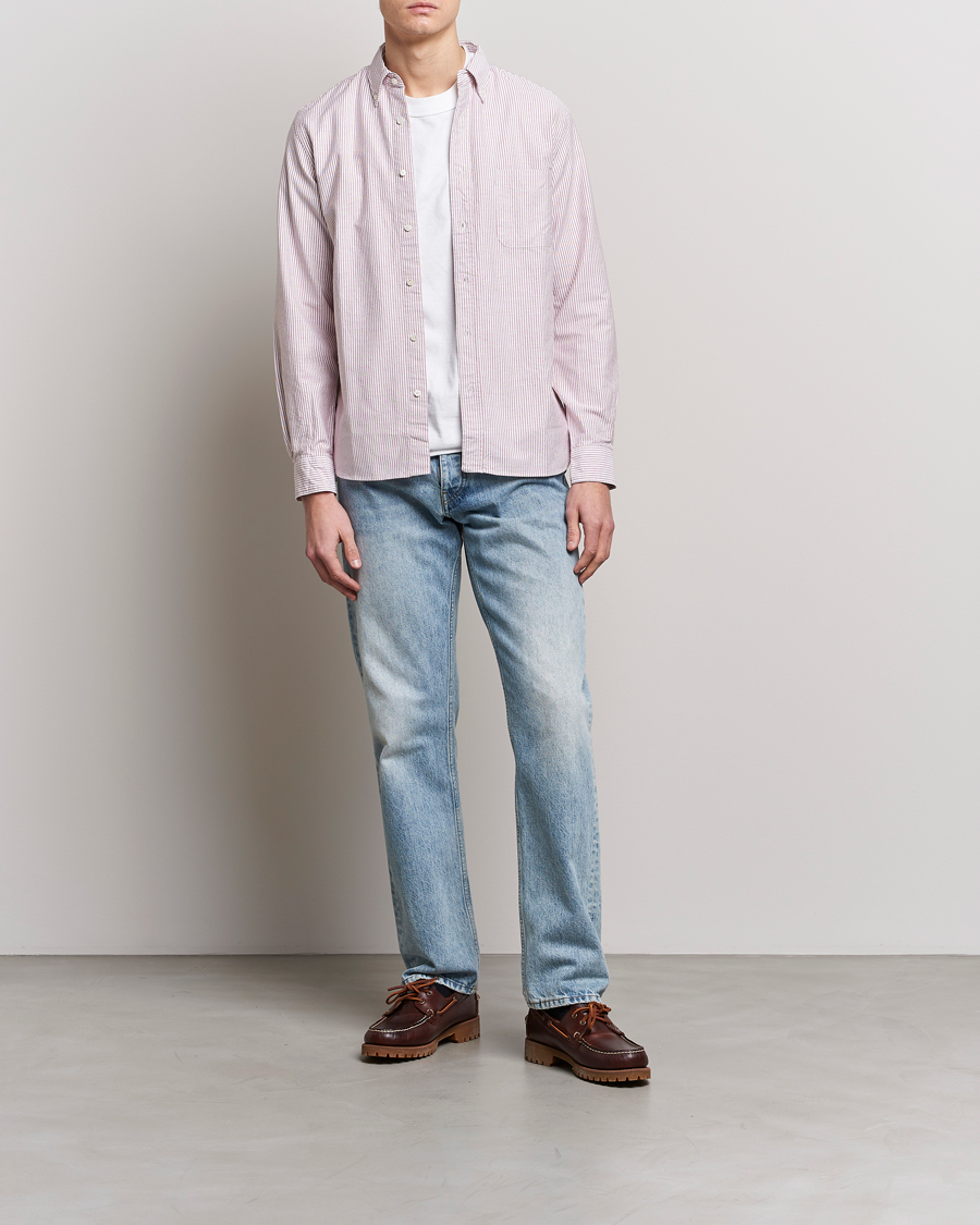 Heren | Overhemden | BEAMS PLUS | Oxford Button Down Shirt Wine Stripe