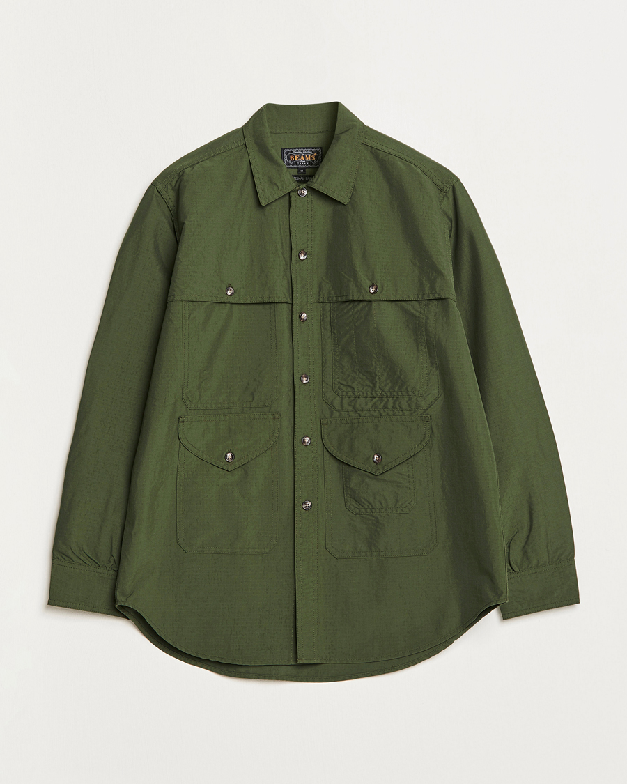 Homme | Chemises | BEAMS PLUS | Nylon Ripstop Adventure Shirt Olive
