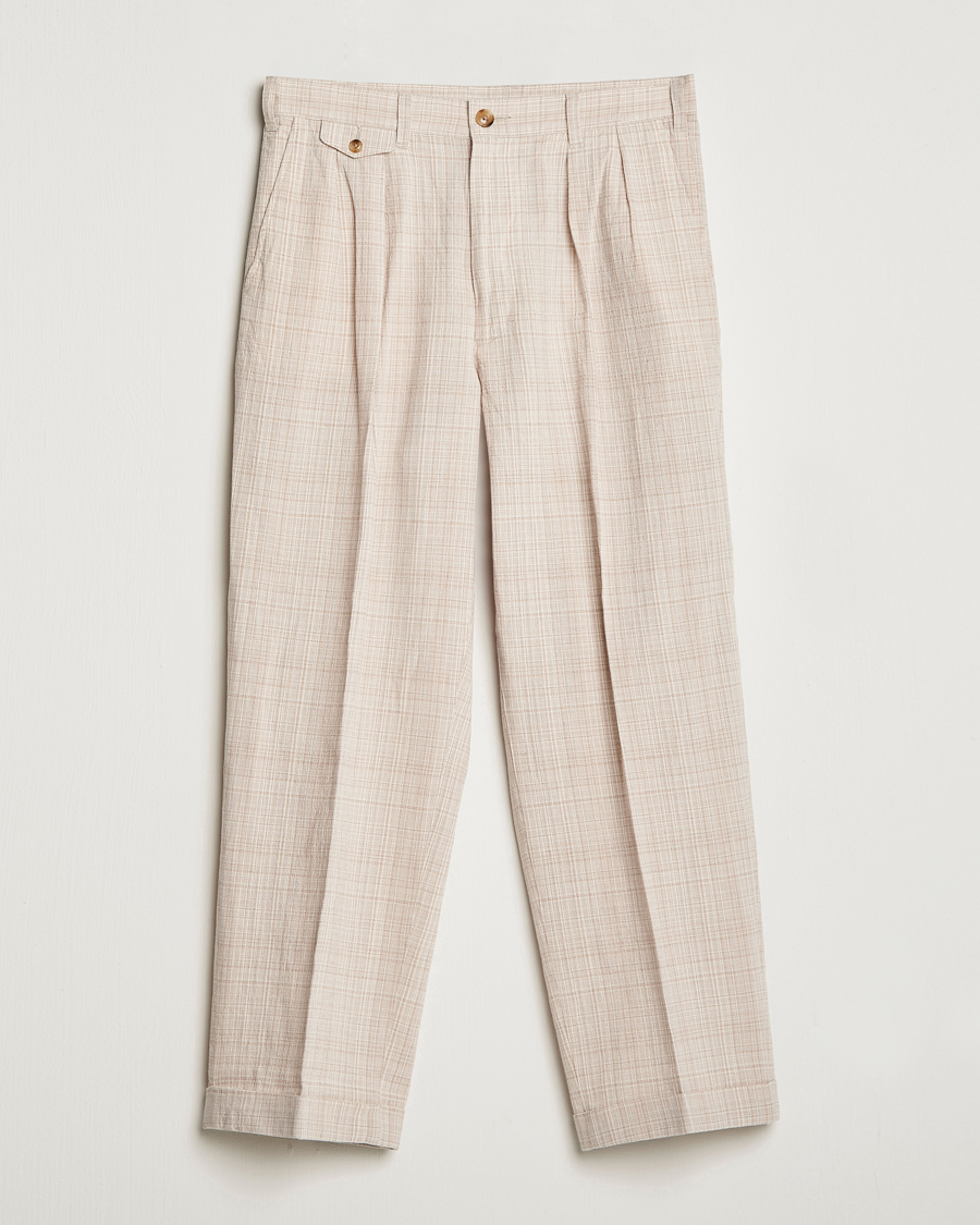 Homme | Pantalons | BEAMS PLUS | Cotton/Linen Comfort Trousers Natural