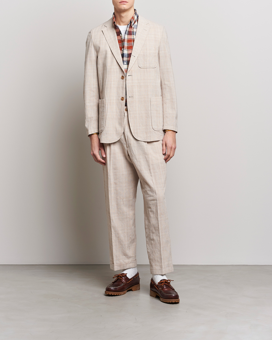 Homme | Pantalons | BEAMS PLUS | Cotton/Linen Comfort Trousers Natural