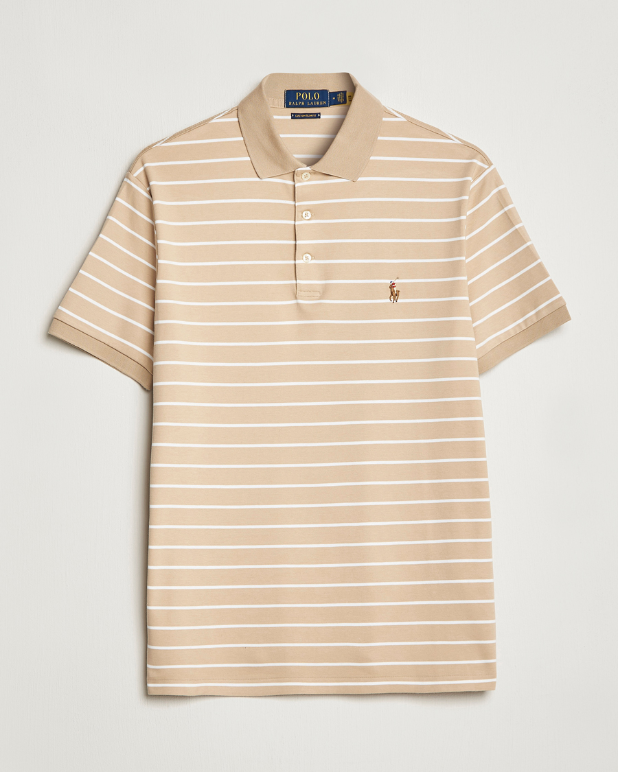 Homme | Polos | Polo Ralph Lauren | Luxury Pima Cotton Striped Polo Sand Dune/White