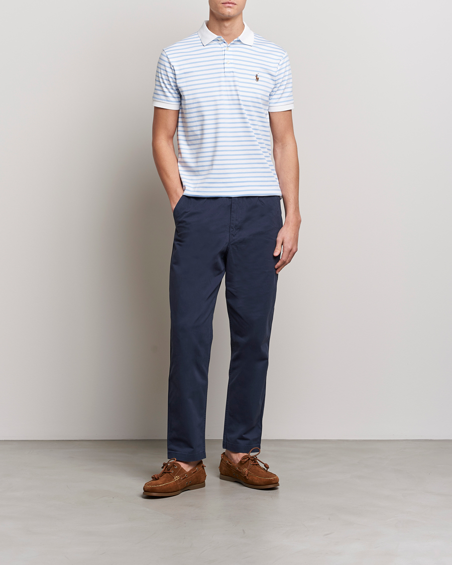 Heren | Polo's | Polo Ralph Lauren | Luxury Pima Cotton Striped Polo White/Austin Blue