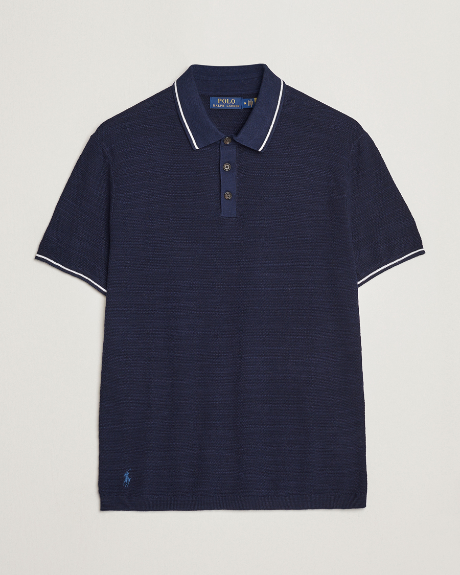 Heren | Polo's | Polo Ralph Lauren | Cotton/Linen Textured Polo Bright Navy