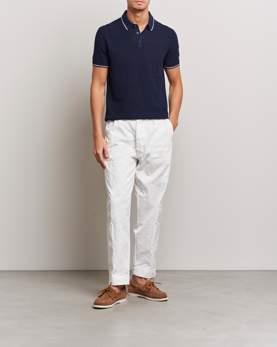 Heren | Polo's | Polo Ralph Lauren | Cotton/Linen Textured Polo Bright Navy