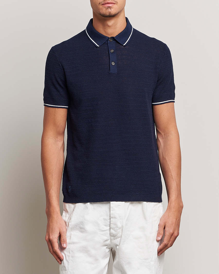 Heren | Polo's | Polo Ralph Lauren | Cotton/Linen Textured Polo Bright Navy