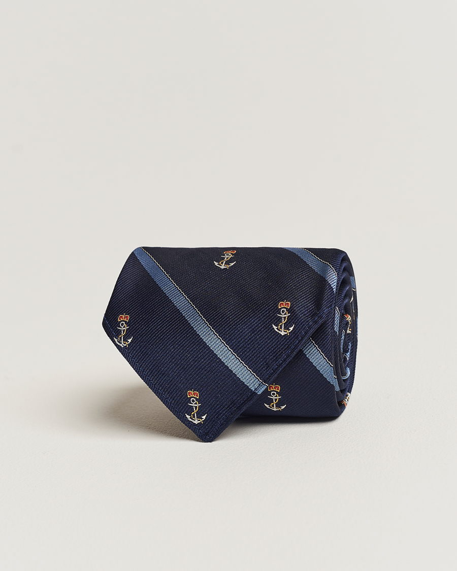 Heren | Polo Ralph Lauren Vintage Striped Anchor Tie Navy/Blue | Polo Ralph Lauren | Vintage Striped Anchor Tie Navy/Blue