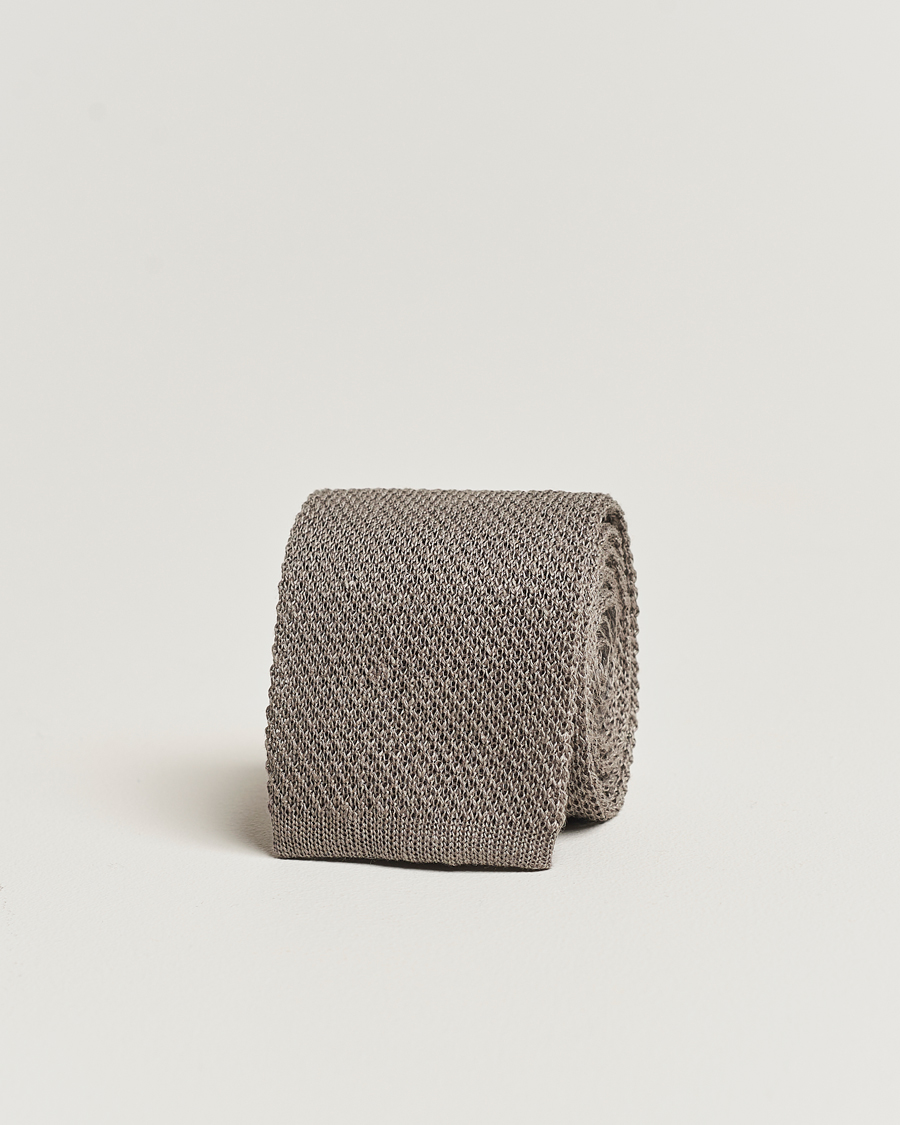 Heren | Polo Ralph Lauren Linen Knitted Tie Grey | Polo Ralph Lauren | Linen Knitted Tie Grey
