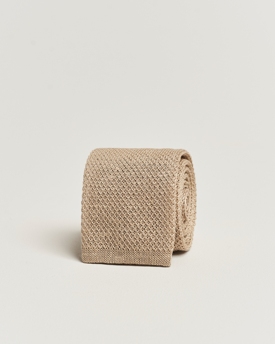Heren | Polo Ralph Lauren Linen Knitted Tie Tan | Polo Ralph Lauren | Linen Knitted Tie Tan