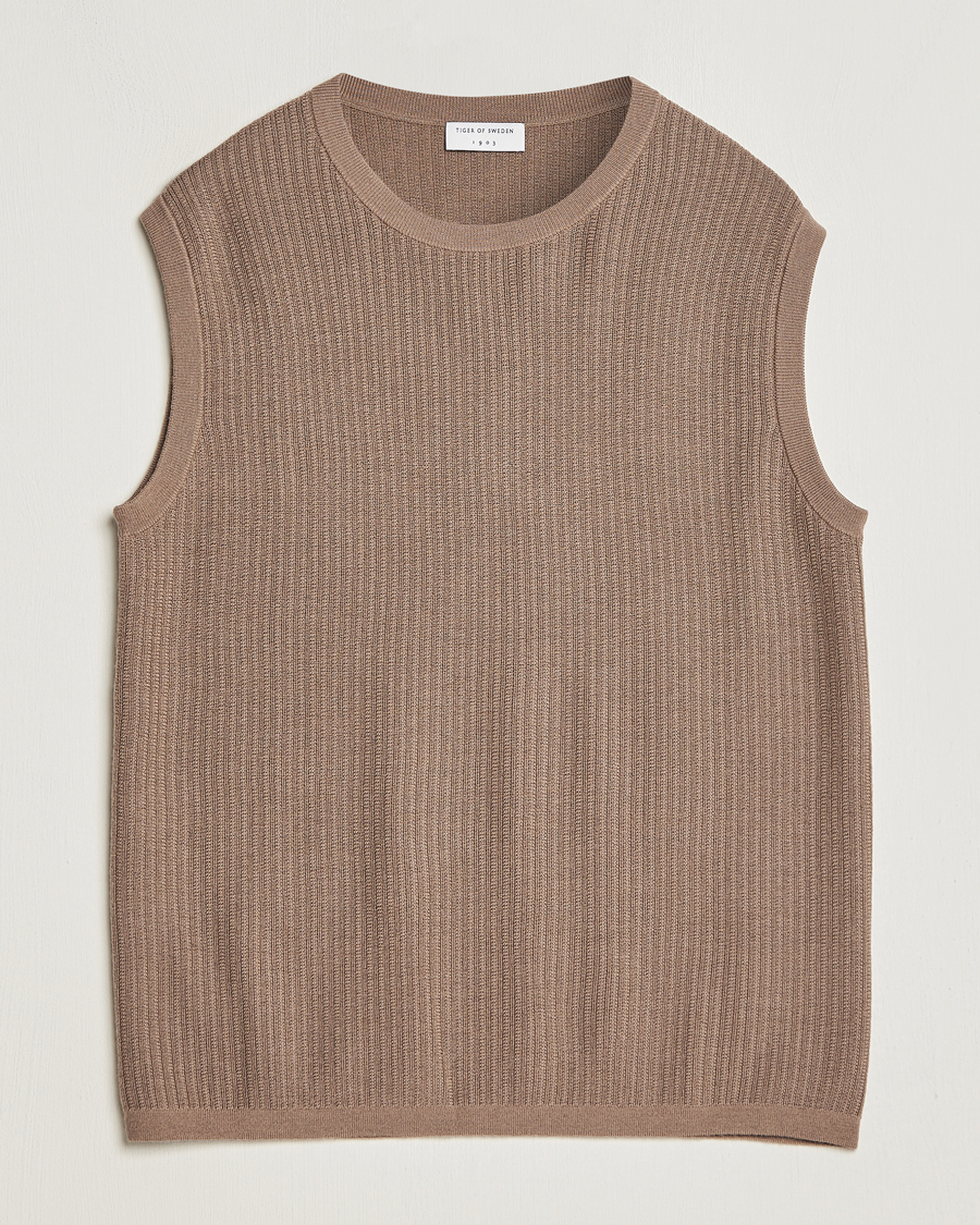 Heren | Truien | Tiger of Sweden | Vessler Merino Vest Olive Grey