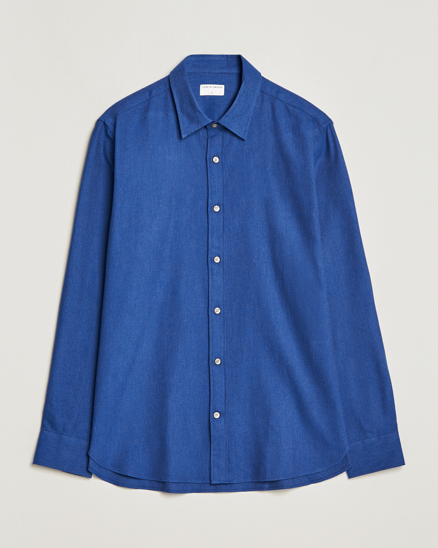 Homme | Chemises | Tiger of Sweden | Benjamin Flannel Shirt Blue Melange