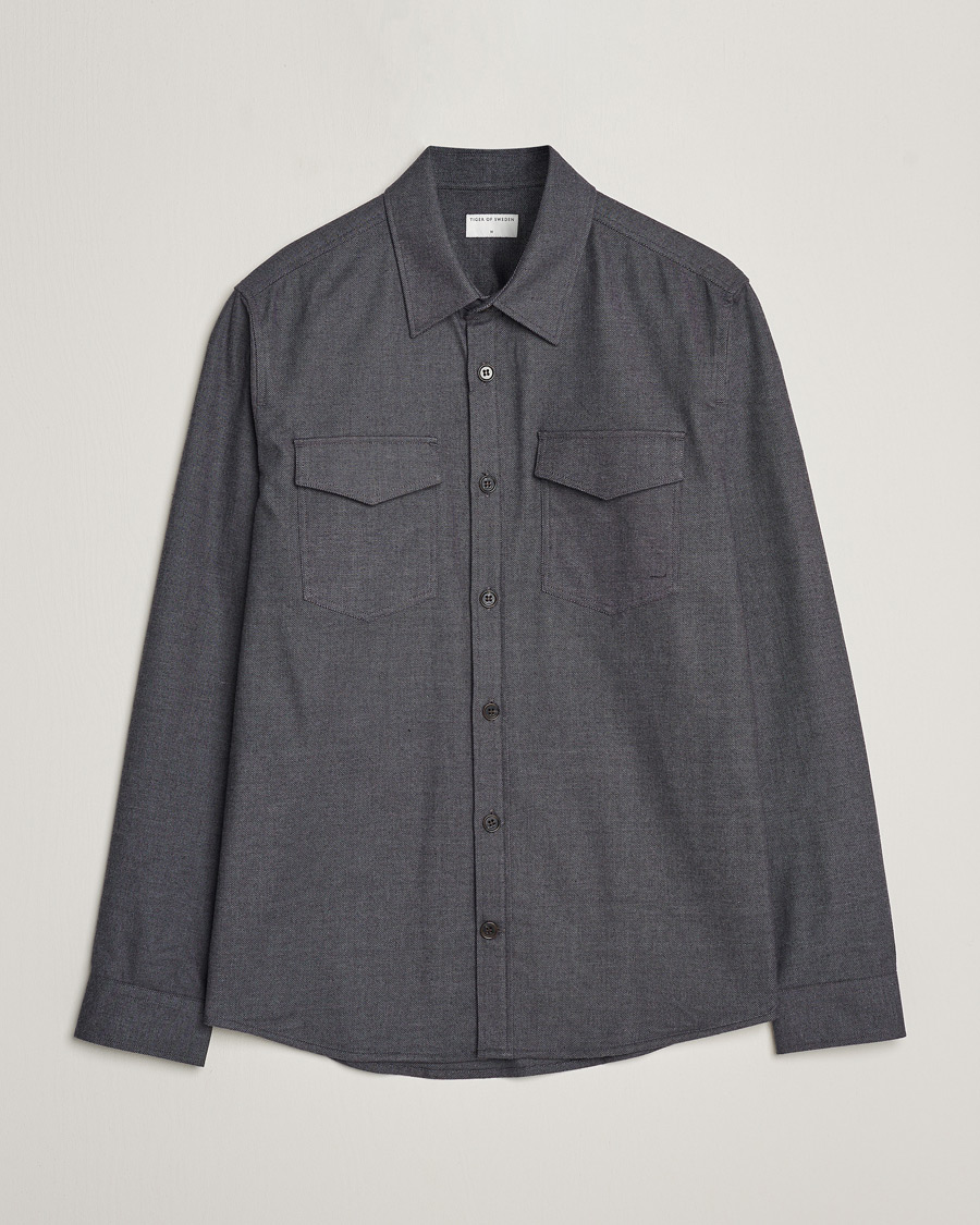 Homme | Chemises | Tiger of Sweden | Arnou Cotton Pocket Shirt Grey