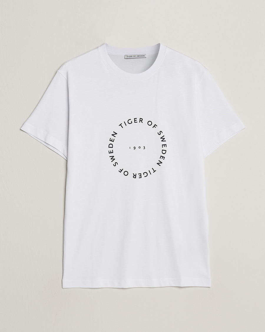 Homme | T-shirts | Tiger of Sweden | Dillan Crew Neck Logo T-Shirt Pure White