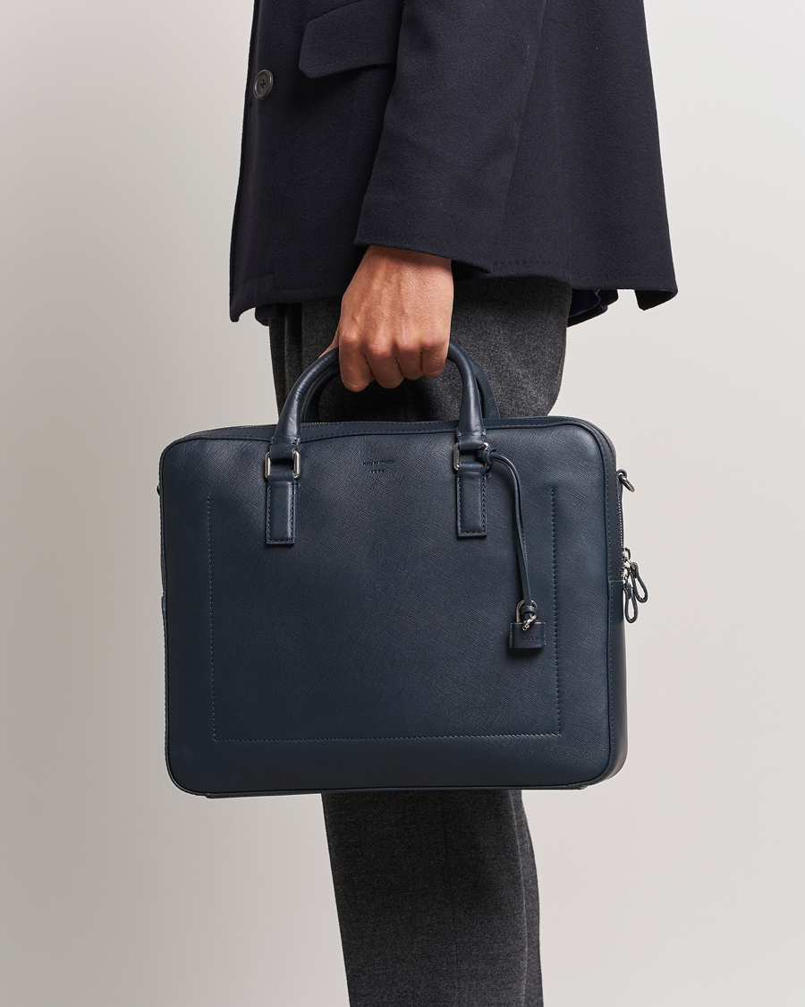 Homme | Tiger of Sweden Bowe Leather Briefcase Midnight Blue | Tiger of Sweden | Bowe Leather Briefcase Midnight Blue