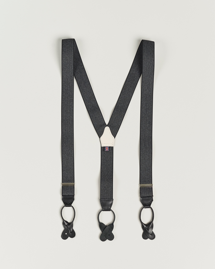 Heren | Bretels | Albert Thurston | Elastic Herringbone Braces 35mm Grey