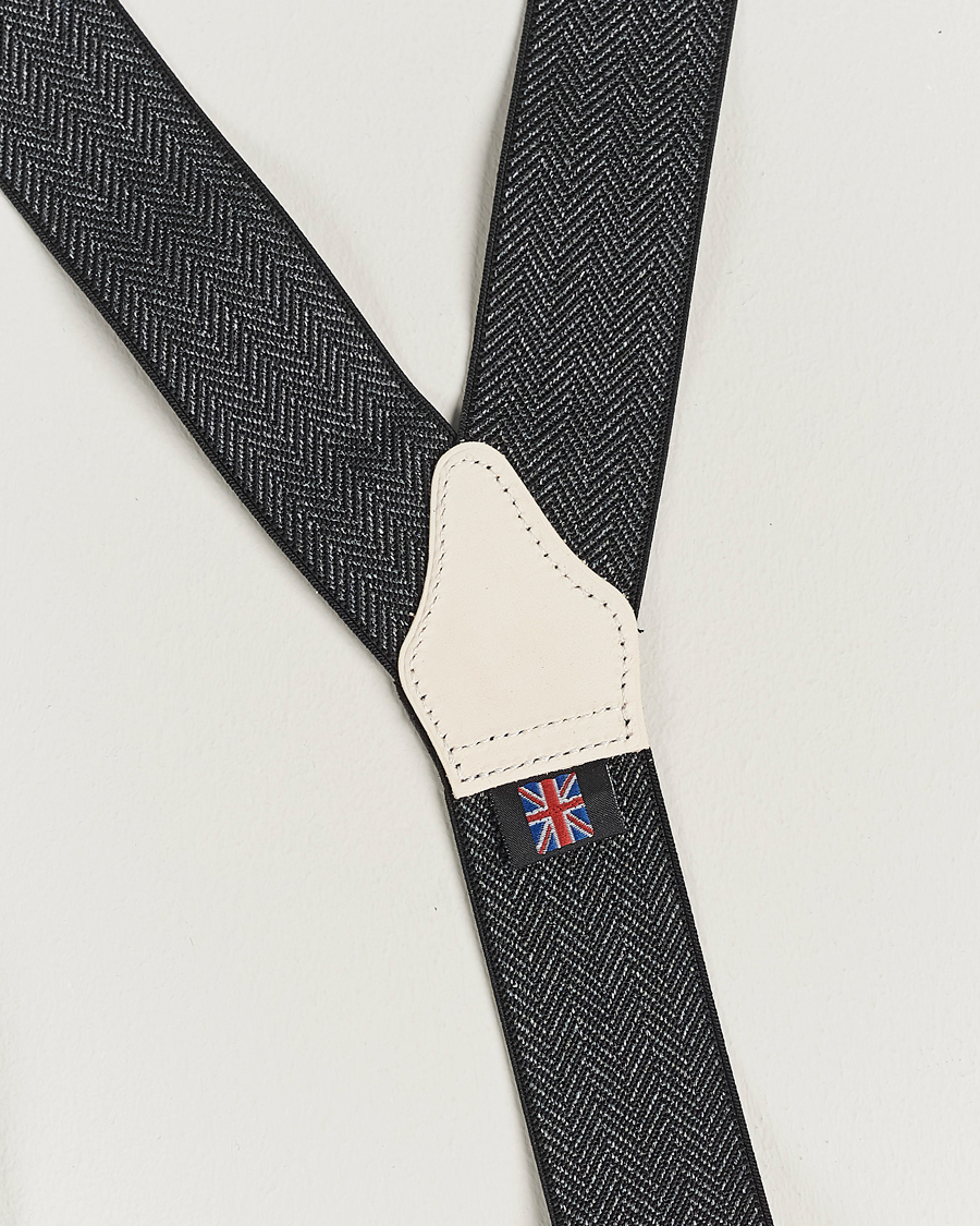 Heren | Albert Thurston Elastic Herringbone Braces 35mm Grey | Albert Thurston | Elastic Herringbone Braces 35mm Grey
