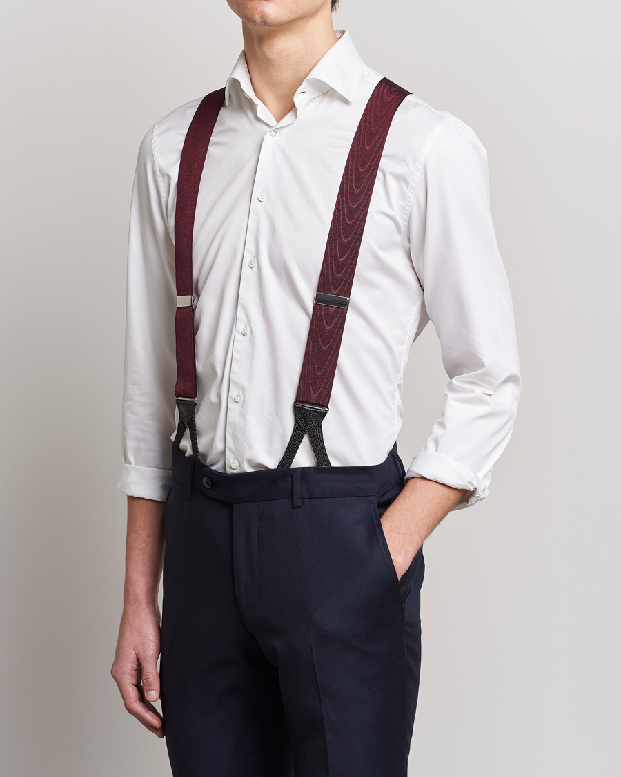 Homme | Albert Thurston Moiré Braces 40mm Wine | Albert Thurston | Moiré Braces 40mm Wine