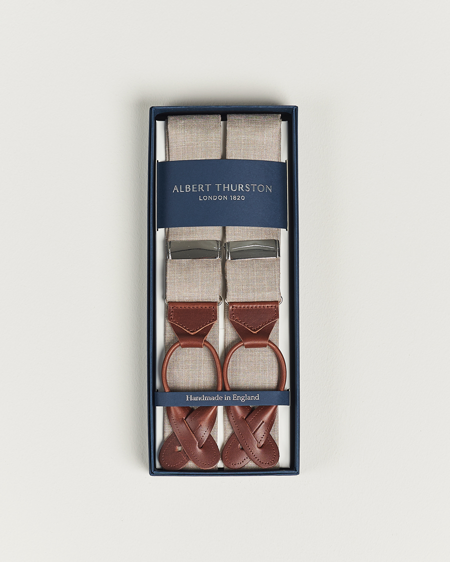Homme | Bretelles | Albert Thurston | Linen Braces Beige